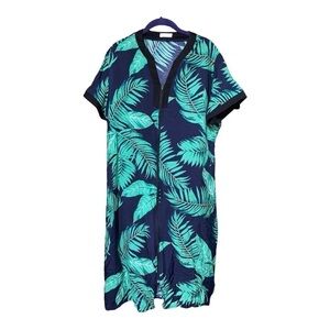 Ekouaer House Dress Hawaiian‎ Patio Lounge Sz XL Full Zip w/Pockets Lightweight